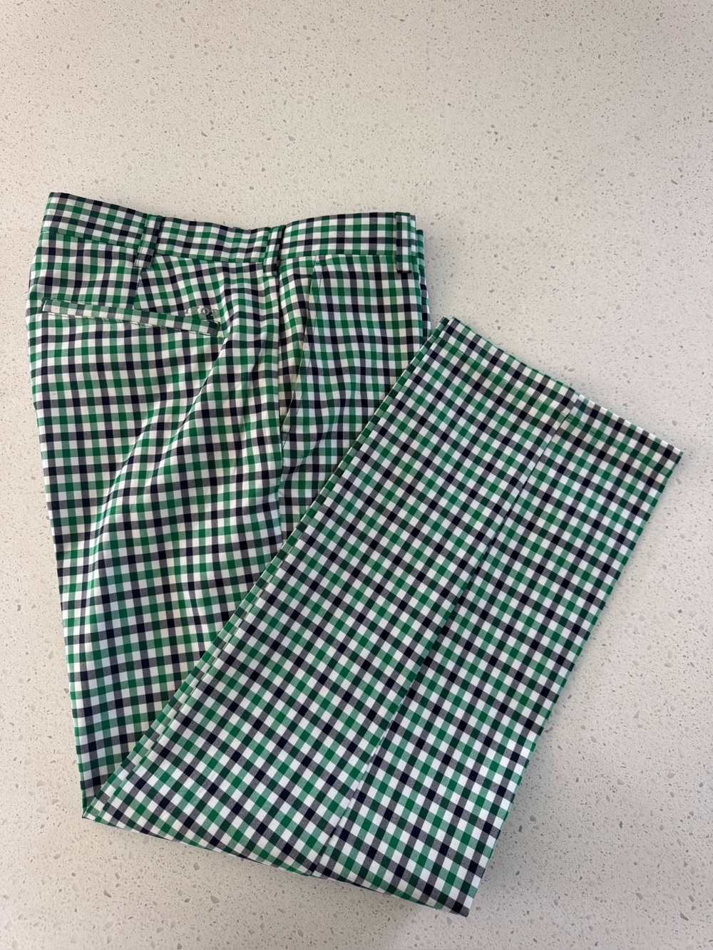 Green Black and White Gingham Pants